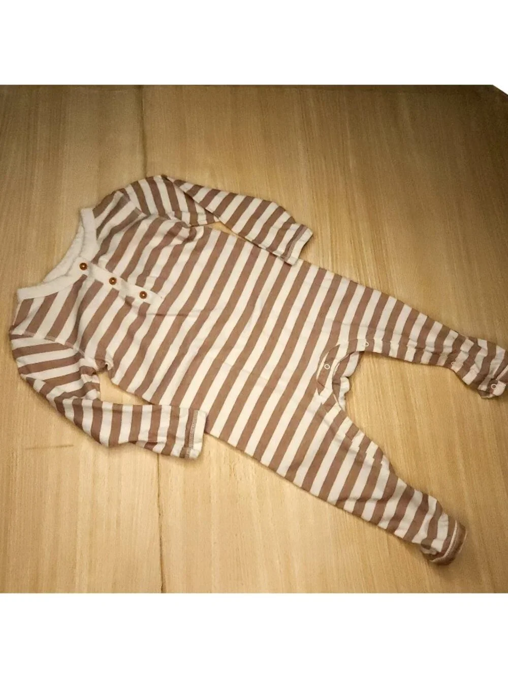 Nordstrom Infant Unisex Brown White Stripe One Piece Outfit 12 Months